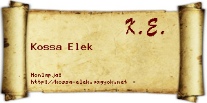 Kossa Elek névjegykártya